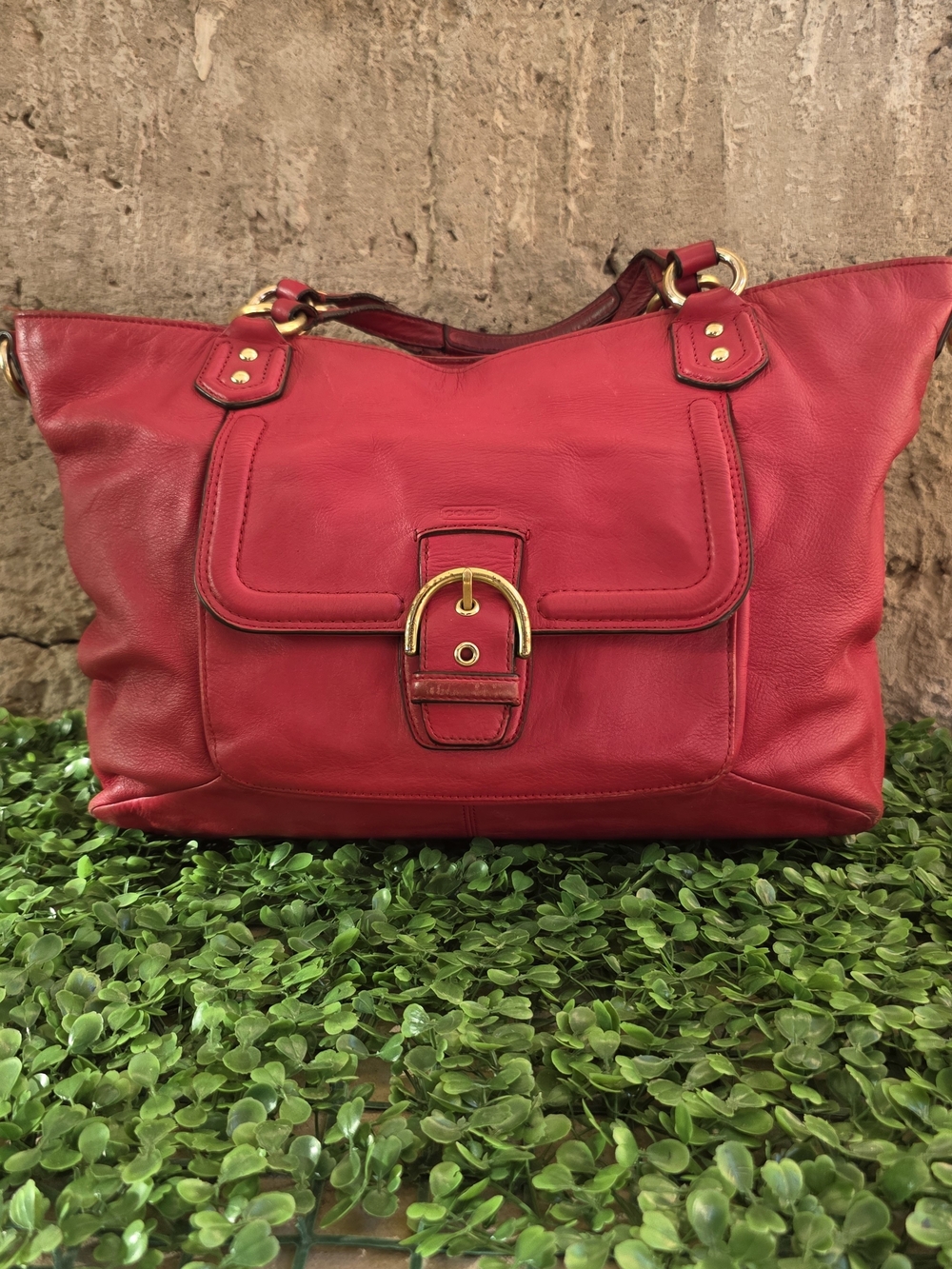Coach Campbell Leather Izzy Satchel Bag Red F24683
